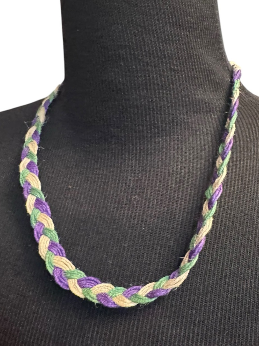 NEW! Interwoven Handmade
Necklace Choker Braided Boho Purple Gold Green Artisan